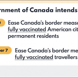 加拿大政府宣布对全剂量接种疫苗的旅客放宽边境措施